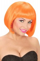 Vorschau: UV Neon-Orangefarbene Damenperücke