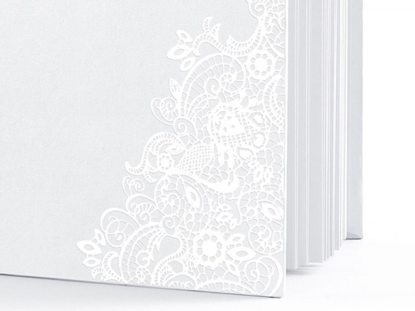 White guest book Boho Style 21 x 19.7cm 2