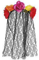 Diadema florida con velo de encaje