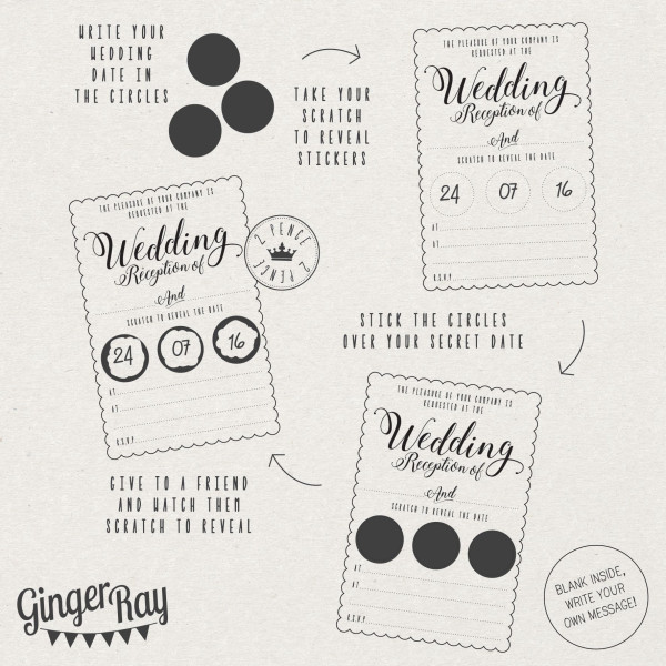 10 dejlige invitationskort til skrabe til bryllup