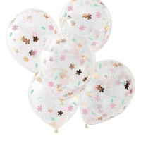 Preview: 5 Shiny Unicorn blossoms confetti balloons 30cm