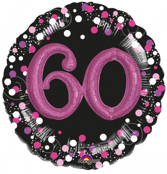 Ballon en aluminium rose 60e anniversaire 91cm