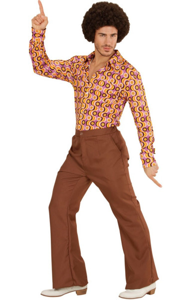 Spodnie Rozkloszowane Hippie 70s Męskie Brązowe