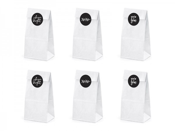 6 gift bags with motto stickers