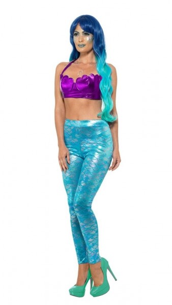 Blue mermaid leggings for women