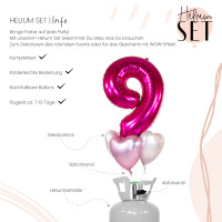 Vorschau: XXL Zahl 9 Pink Ballonbouquet-Set mit Heliumbehälter