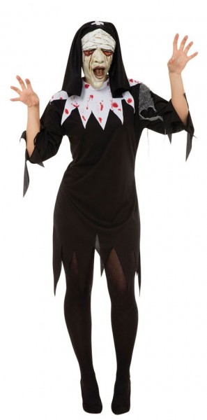 Bloody horror nun costume for women black