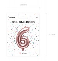 Vorschau: Metallic Zahlenballon 6 roségold 35cm