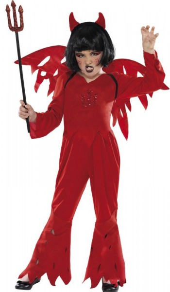Satan-Teufel Mädchen-Kostüm Glitzer
