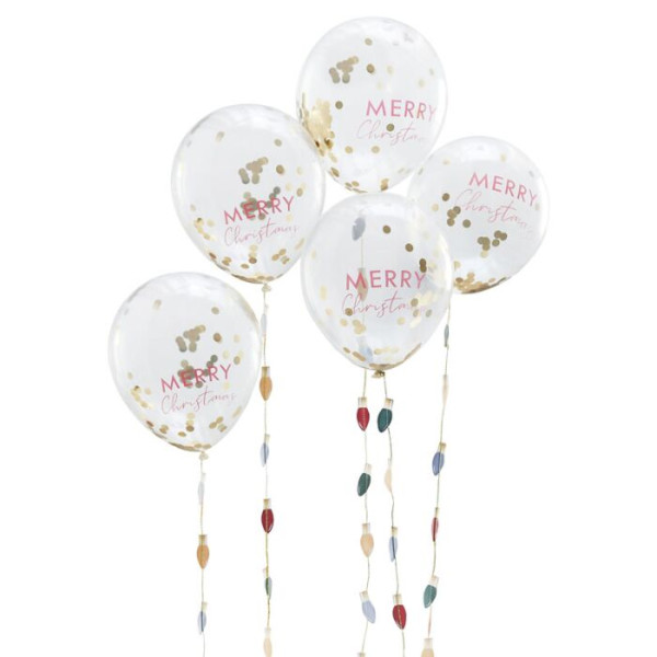 5 ballons confettis Home for Christmas 30cm