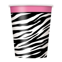 Preview: 8 wild zebra party paper cups 266ml