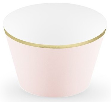 6 roze muffin kuipjes met gouden rand