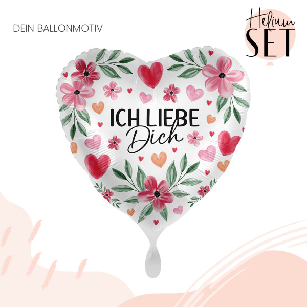 Rosy Romance Ballonbouquet-Set mit Heliumbehälter