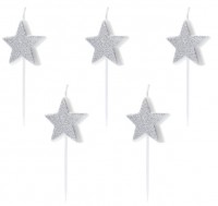 Preview: 5 Glittering Star Cake Candles 3.5cm