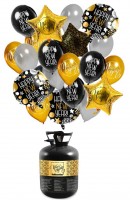 Happy New Year set of helium bottle with balloons and ribbon