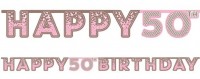 Majestueuze 50e Verjaardag slinger roze 2,2m