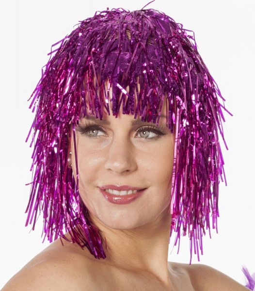 Shimmering tinsel wig pink