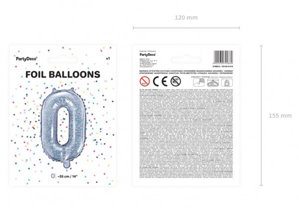 Holografisk O-folieballon 35cm 2