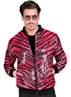 Pink zebra sequin bomber jacket unisex