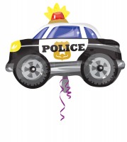 Figura de coche de policía con globo de aluminio