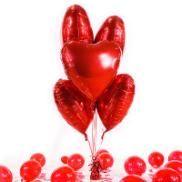 Vorschau: 5 Heliumballons in der Box Red Heart