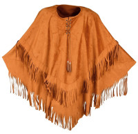 Preview: Fringed poncho suede look for women