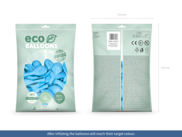 100 eco pastel balloons light blue 26cm