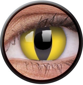 Żółte soczewki kontaktowe z wydłużoną źrenicą