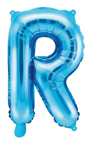 Ballon aluminium R bleu azur 35cm