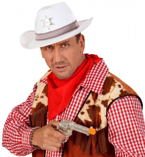 Cappello da cowboy sceriffo bianco 3