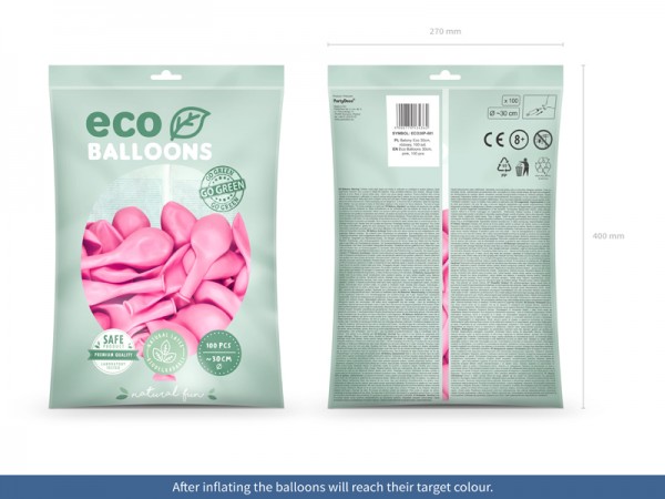 100 palloncini pastello eco rosa 30cm
