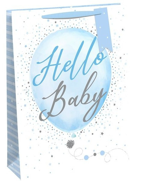 Sac cadeau Hello Baby XL bleu