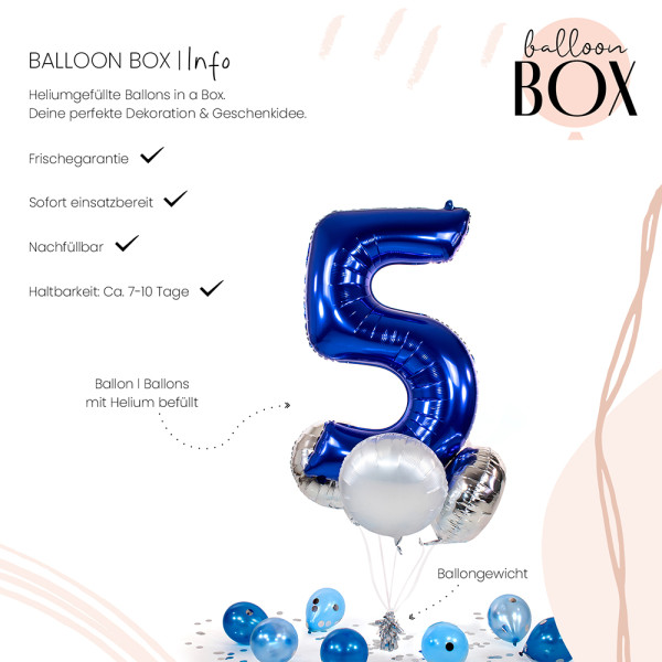 Ballongruß in der Box 5er Set Blau 5 3