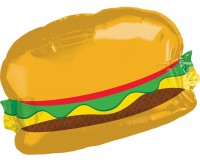 Vista previa: Globo de papel de hamburguesa sonriente 66 x 45 cm