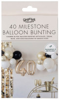 Oversigt: Elegant 40 års fødselsdag ballon guirlande, 26 stk
