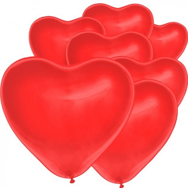 100 czerwonych balonów w kształcie serca o wymiarach 15,2 cm