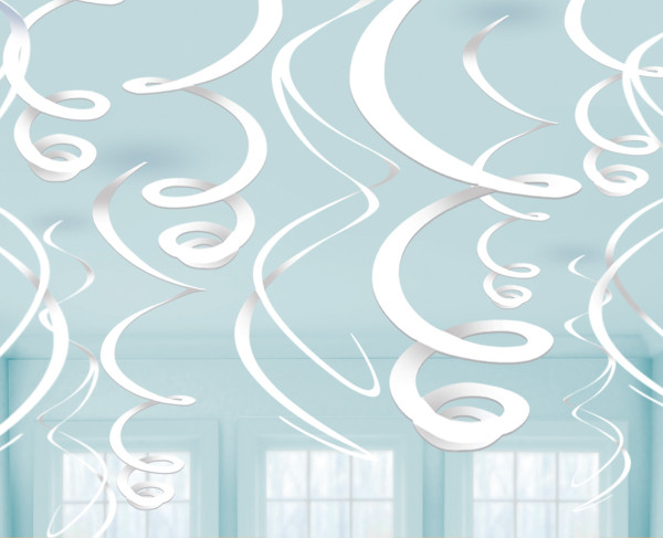 12 espirales de decoración blancas Fiesta 55cm