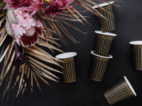 Preview: 6 New Year Paper Cups Black & Gold 260ml