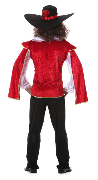Męski kostium muszkietera w kolorze czerwonym