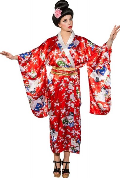 Asia kimono traje de geisha rojo