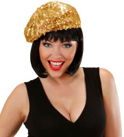 Preview: Golden glitter sequined beret