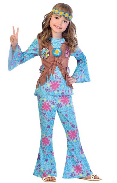 Disfraz infantil niña hippie rosa-azul