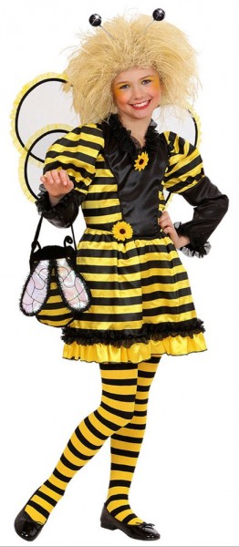 Randig bi barndräkt gul