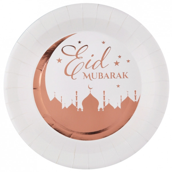 10 Eid Mubarak Pappteller roségold 22,5cm