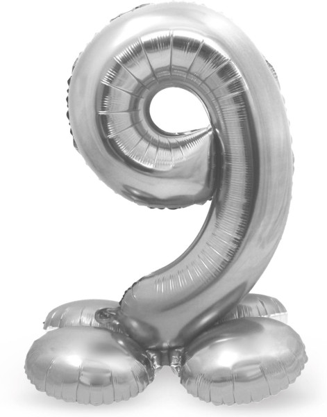 Nummer 9 ballon zilver 72cm