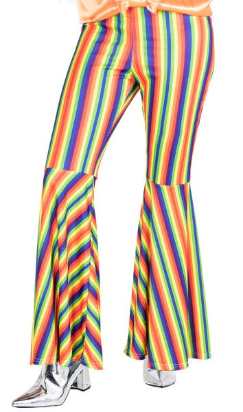 Hippie wijd uitlopende broek Rainbow Stripes voor dames