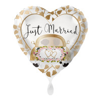 Just Married Heart Foil Balloon Car 43cm