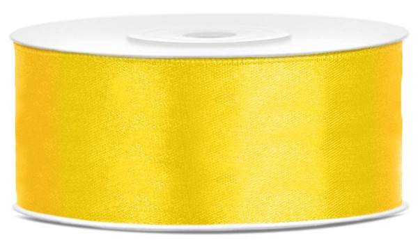 25m satynowa wstążka prezentowa żółta o szerokości 25mm