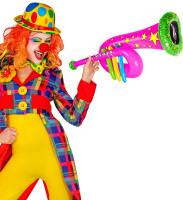 Vorschau: Aufblasbare Clown Trompete pink 63cm