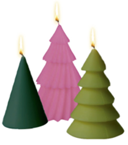 3 świece figurowe jodłowe - kolorowe Święta Bożego Narodzenia